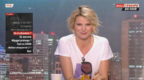 France Pierron de l'Equipe du Soir avec un tshir Minicrush Le Bron James